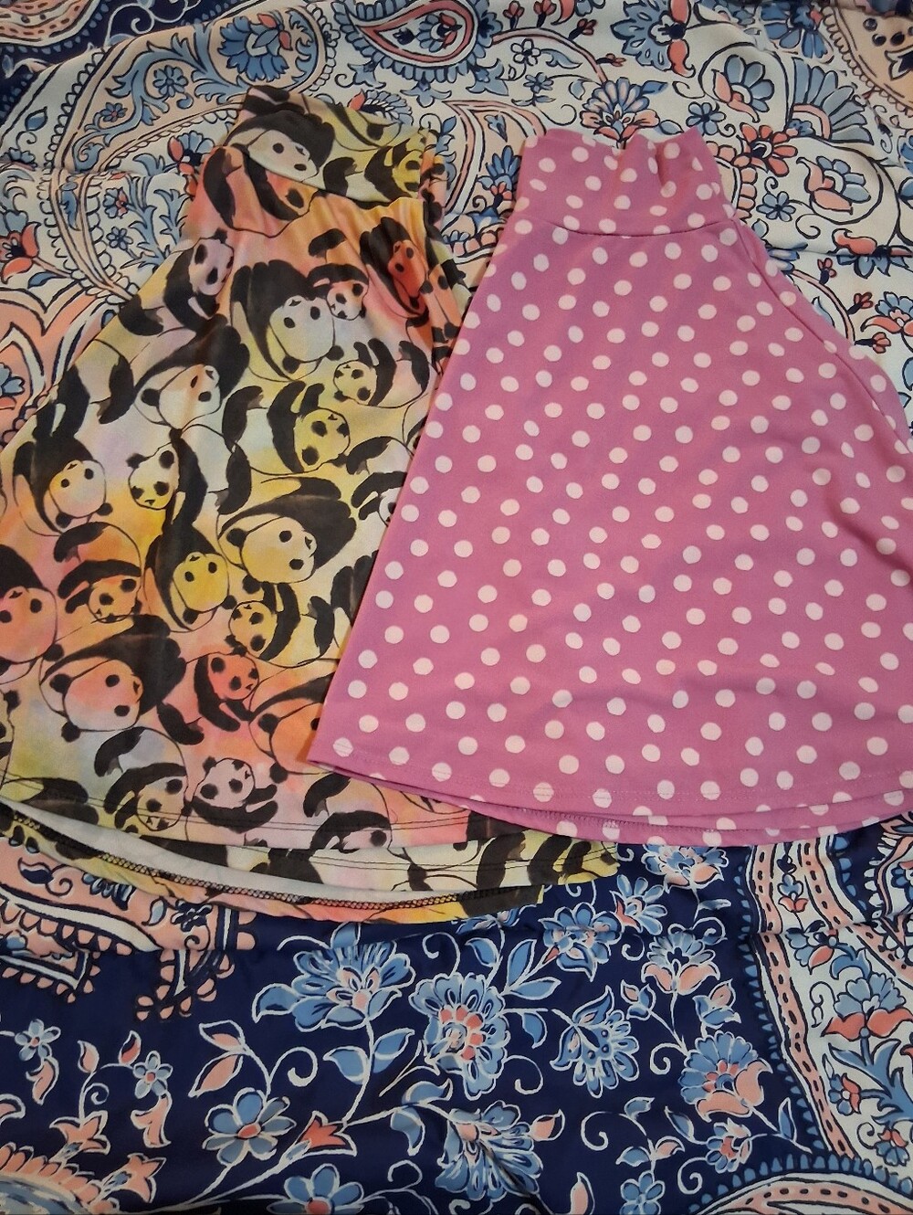 LulaRoe Girls Skirts Fit Size 10/12 & 14/16 Pandas And Polka Dots